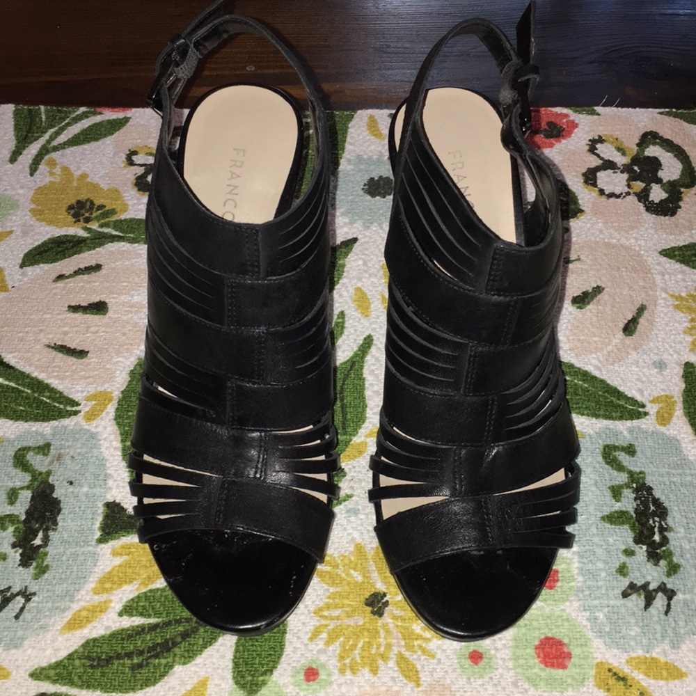Black Franco Sarto Peep Toe Heels